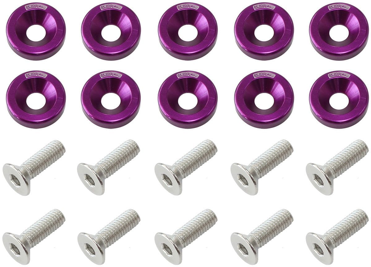 Aeroflow Performance Purple Finish Aeroflow Billet Dress-Up/Fender Bolt Kit M8 x 1.25mm (20mm UHL) AF64-4374PUR SR