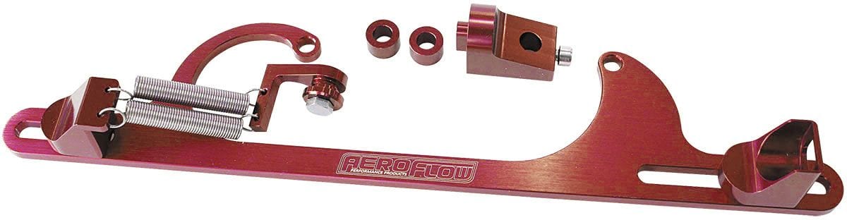 Aeroflow Performance Red Finish Aeroflow Billet Throttle Cable Bracket 4150 Style AF64-2001R SR