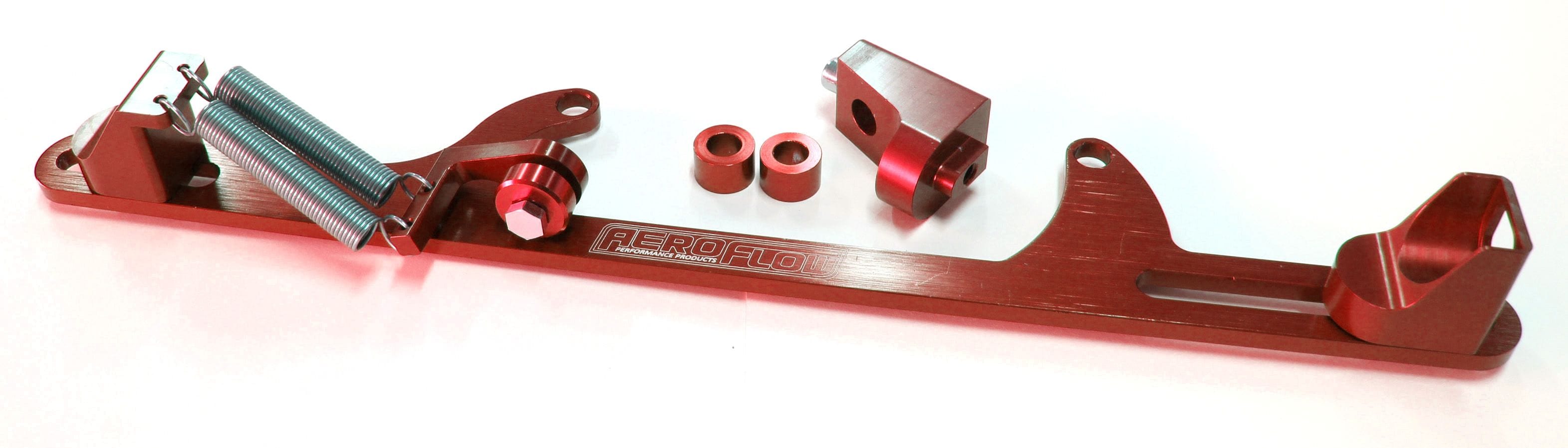 Aeroflow Performance Red Finish Aeroflow Billet Throttle Cable Bracket 4500 Dominator Style AF64-2002R SR