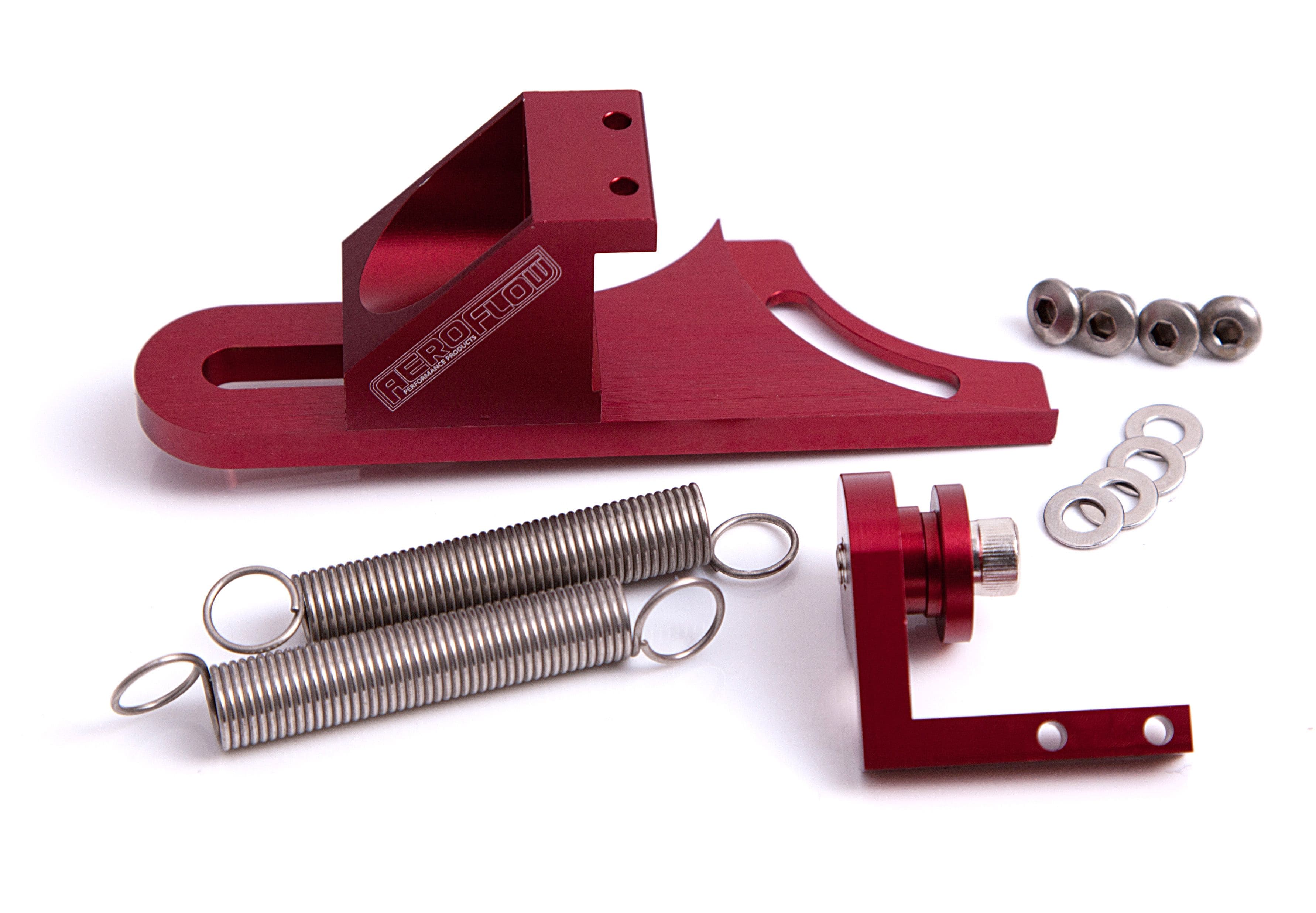 Aeroflow Performance Red Finish Suits throttle cable bracket part number AF64-2026R sold s Aeroflow Billet Return Spring Assembly 4150 Style AF64-2031R SR