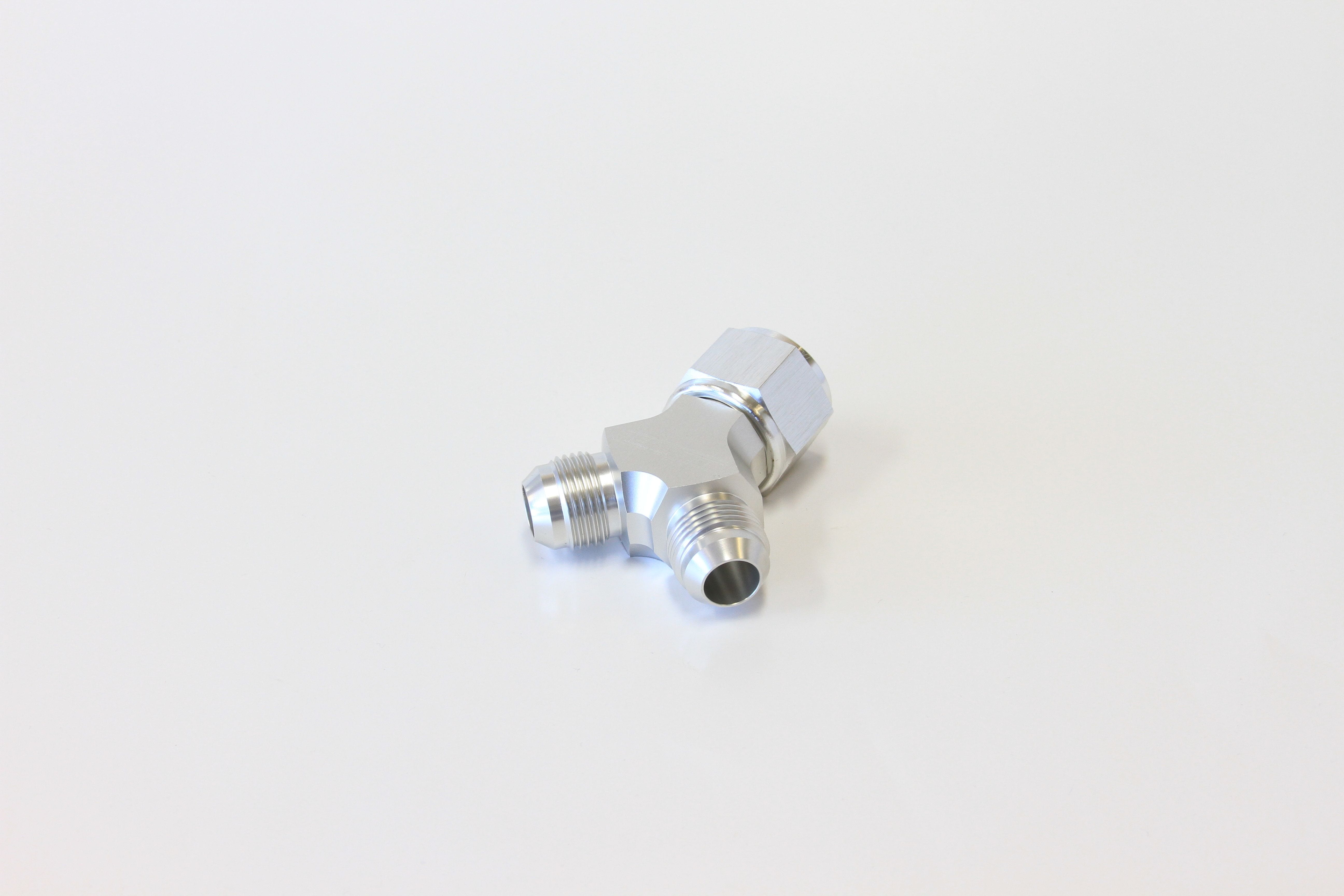 Aeroflow Performance Silver Finish. 1 x -10AN Female, 2 x -8AN Male Aeroflow Billet Y-Block with Female Flare AF931-10-08S SR