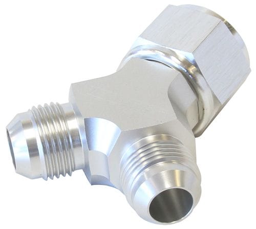 Aeroflow Performance Silver Finish. 1 x -12AN Female, 2 x -10AN Male Aeroflow Billet Y-Block with Female Flare AF931-12-10S SR