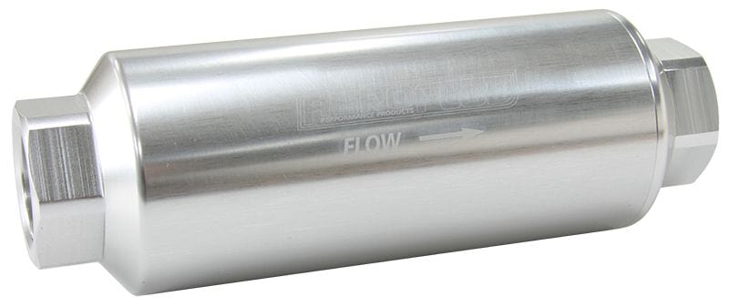 Aeroflow Performance Silver Finish. 5-1/2" x 1.97" Aeroflow 10 Micron Pro Filter with -12 ORB Ports AF66-2044S-10 SR