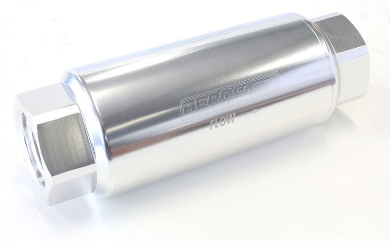 Aeroflow Performance Silver Finish. 5-1/2" x 1.97" Aeroflow 60 Micron Pro Filter with -12 ORB Ports AF66-2044S SR
