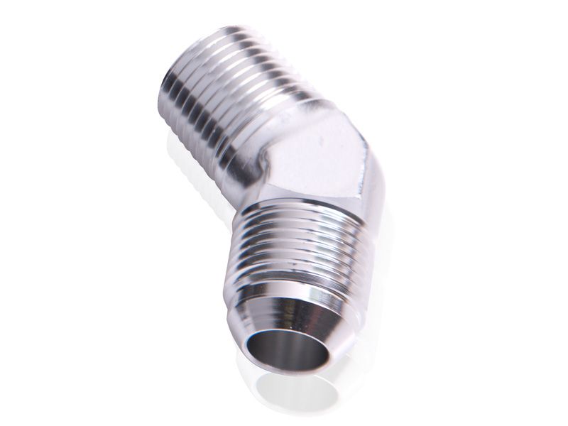 Aeroflow Performance Silver Finish Aeroflow 45° NPT to Male Flare Adapter 1/2" to -6AN AF823-06-08S SR