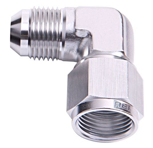 Aeroflow Performance Silver Finish Aeroflow 90° Female/Male Flare Swivel -6AN AF143-06S SR