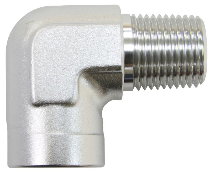 Aeroflow Performance Silver Finish Aeroflow 90° NPT Female to Male NPT Fitting 3/4" AF914-10S SR