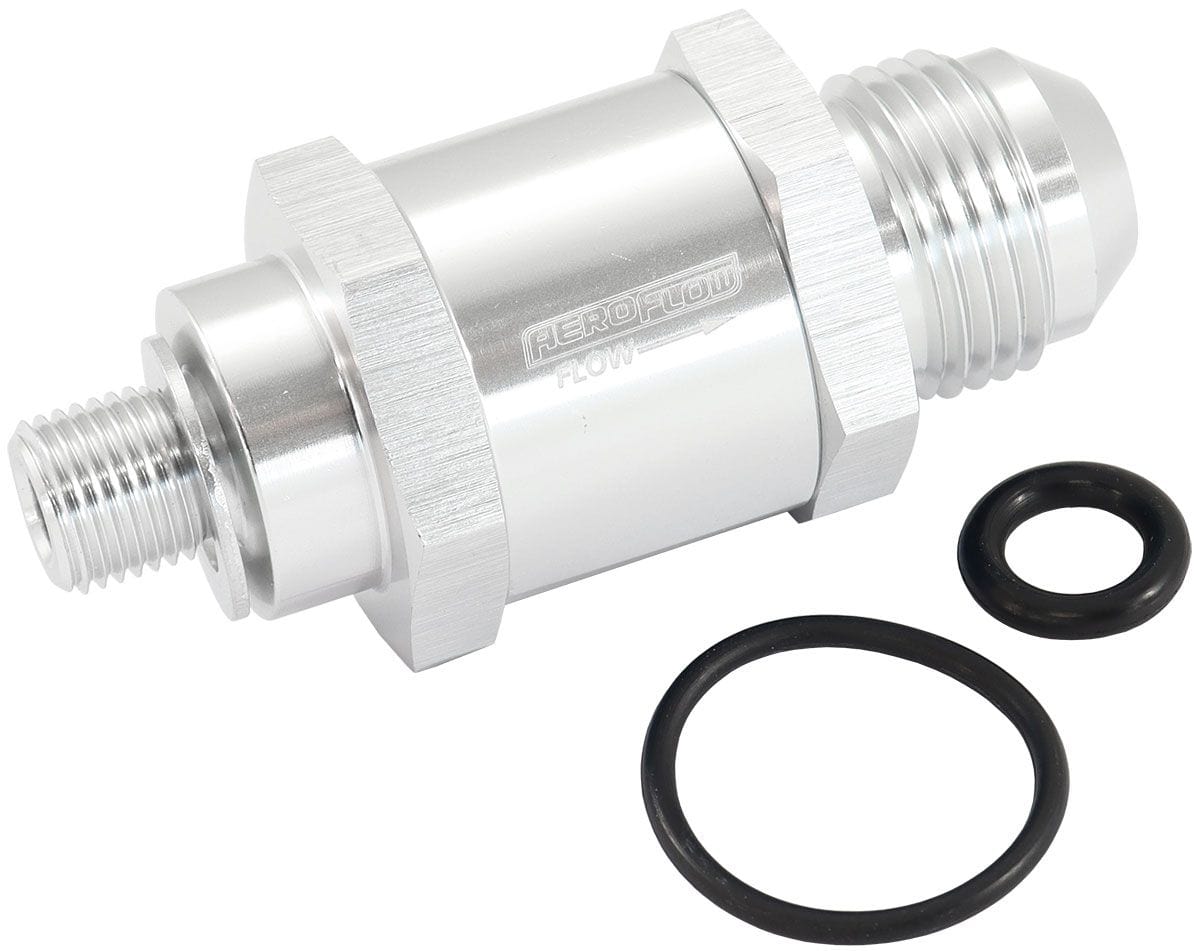 Aeroflow Performance Silver Finish Aeroflow EFI Fuel Pump Check Valve -6AN (M10 x 1.00mm) AF616-06S SR