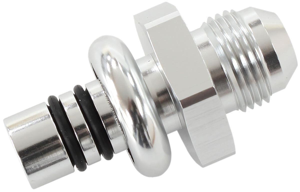 Aeroflow Performance Silver Finish Aeroflow Ford EFI Regulator Adapter -8AN with .550" Shank AF64-5508S SR