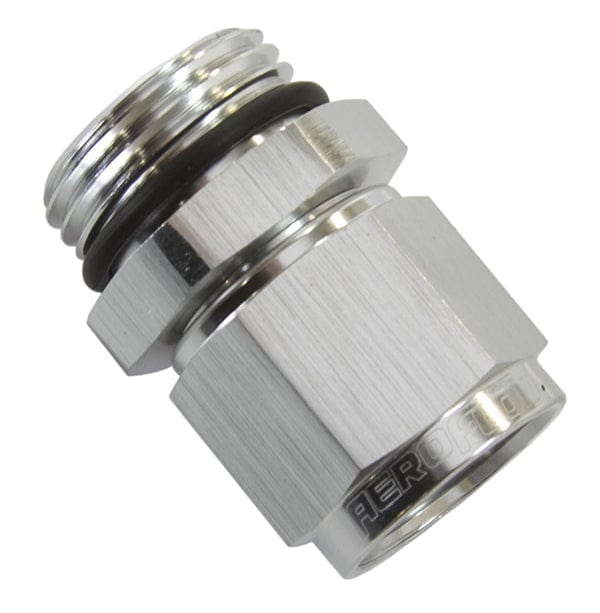 Aeroflow Performance Silver Finish Aeroflow Male -8 ORB to Female -8AN Swivel Adapter AF907-08S SR