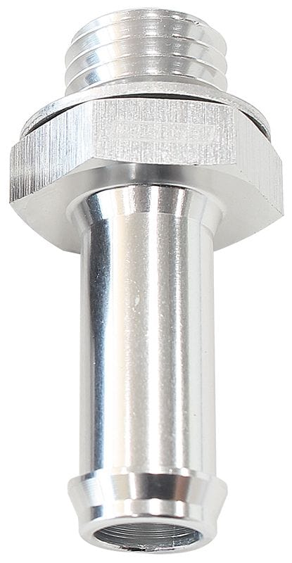Aeroflow Performance Silver Finish Aeroflow Male Metric M10 x 1.00mm to 1/2" Barb Adapter AF745-03S SR
