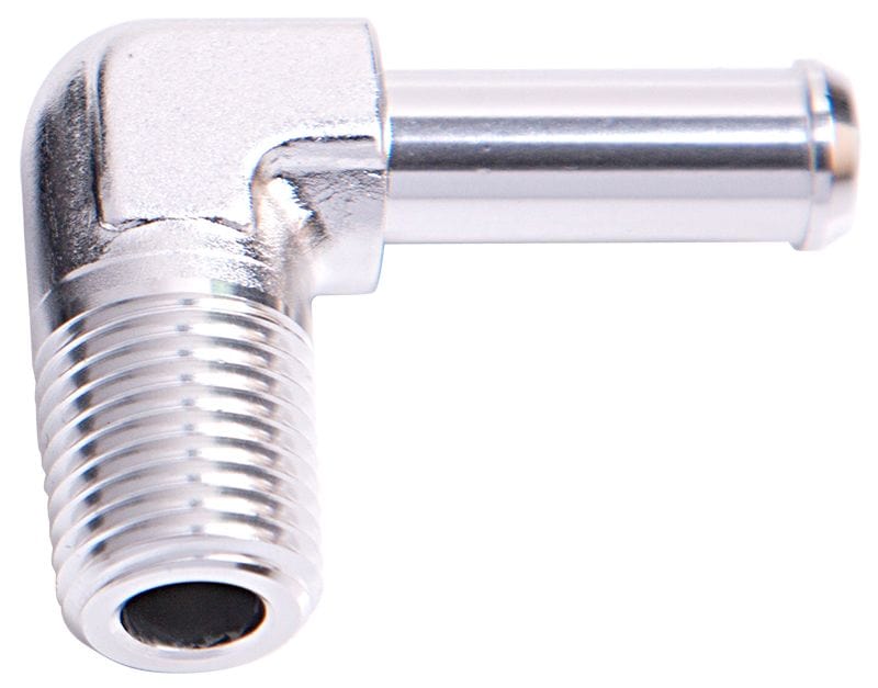 Aeroflow Performance Silver Finish Aeroflow Male NPT to Barb 90° Adapter 1/2" to 3/4" AF842-08-12S SR