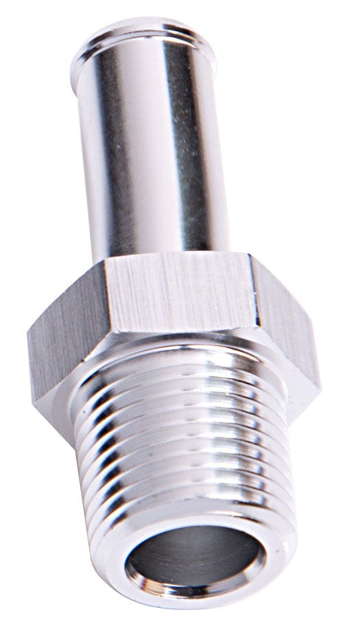 Aeroflow Performance Silver Finish Aeroflow Male NPT to Barb Straight Adapter 1/8" to 1/4" AF841-04S SR