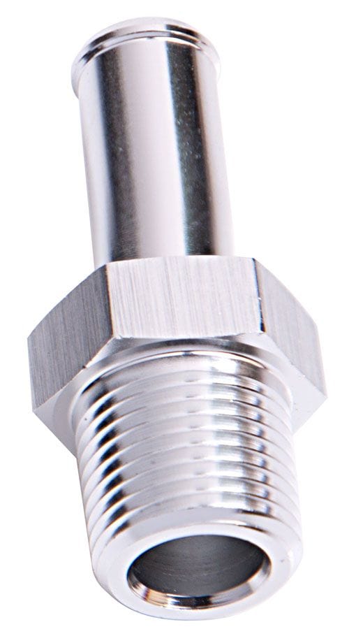 Aeroflow Performance Silver Finish Aeroflow Male NPT to Barb Straight Adapter 3/8" to 1/2" AF841-08S SR