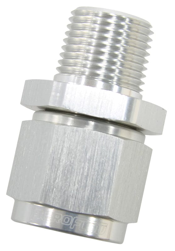 Aeroflow Performance Silver Finish Aeroflow Male NPT to Female AN Straight Fitting 3/8" to -8AN AF916-08-06S SR
