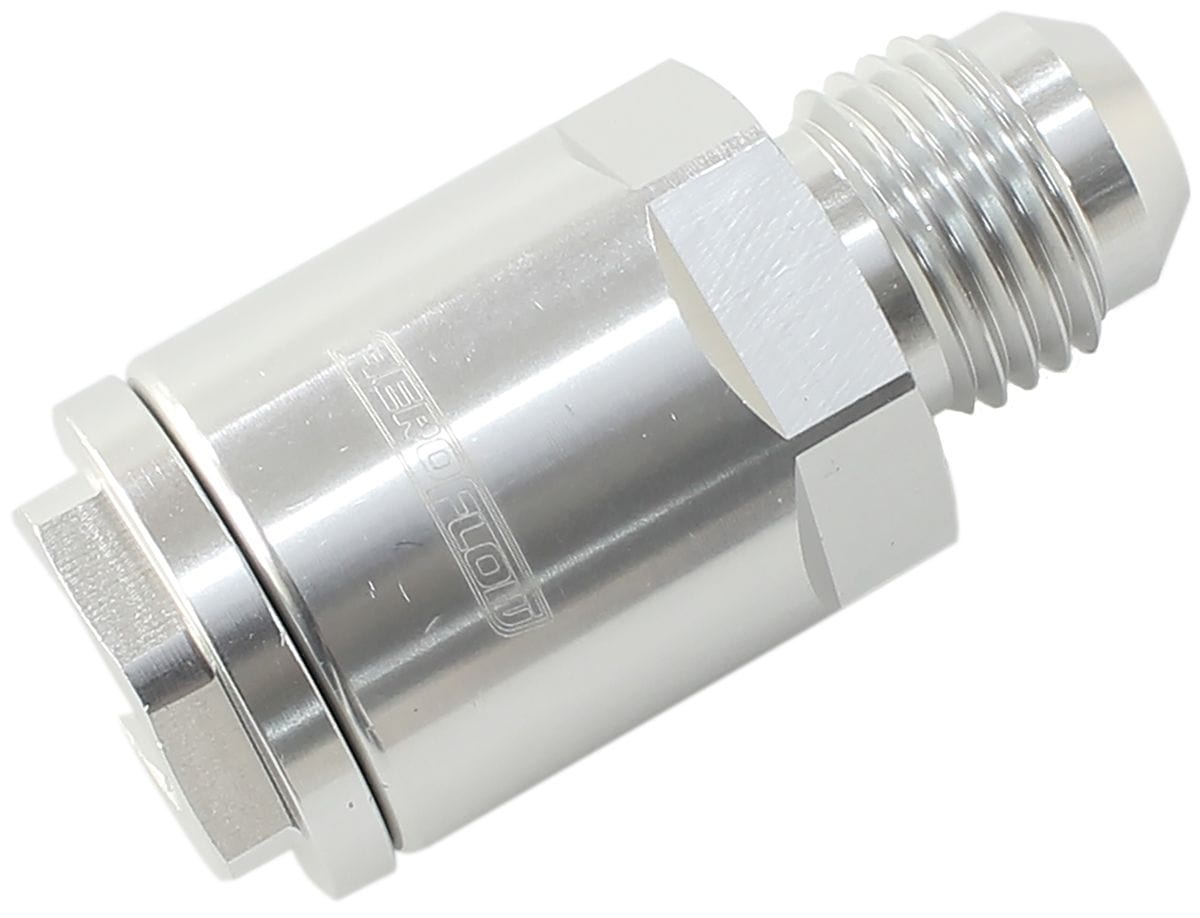 Aeroflow Performance Silver Finish Aeroflow Push-On EFI Fuel Fitting 3/8" Hose Pressure Side -6 AF808-02S SR