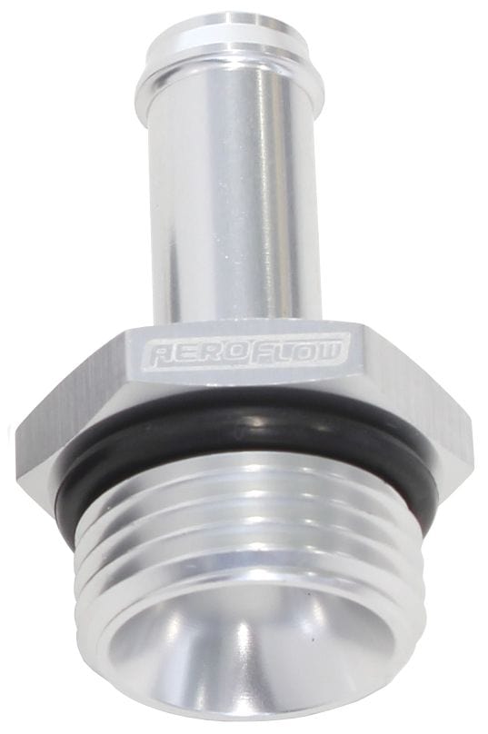 Aeroflow Performance Silver Finish Aeroflow Straight Hose Barb 3/8" to -8 ORB AF414-08-06S SR