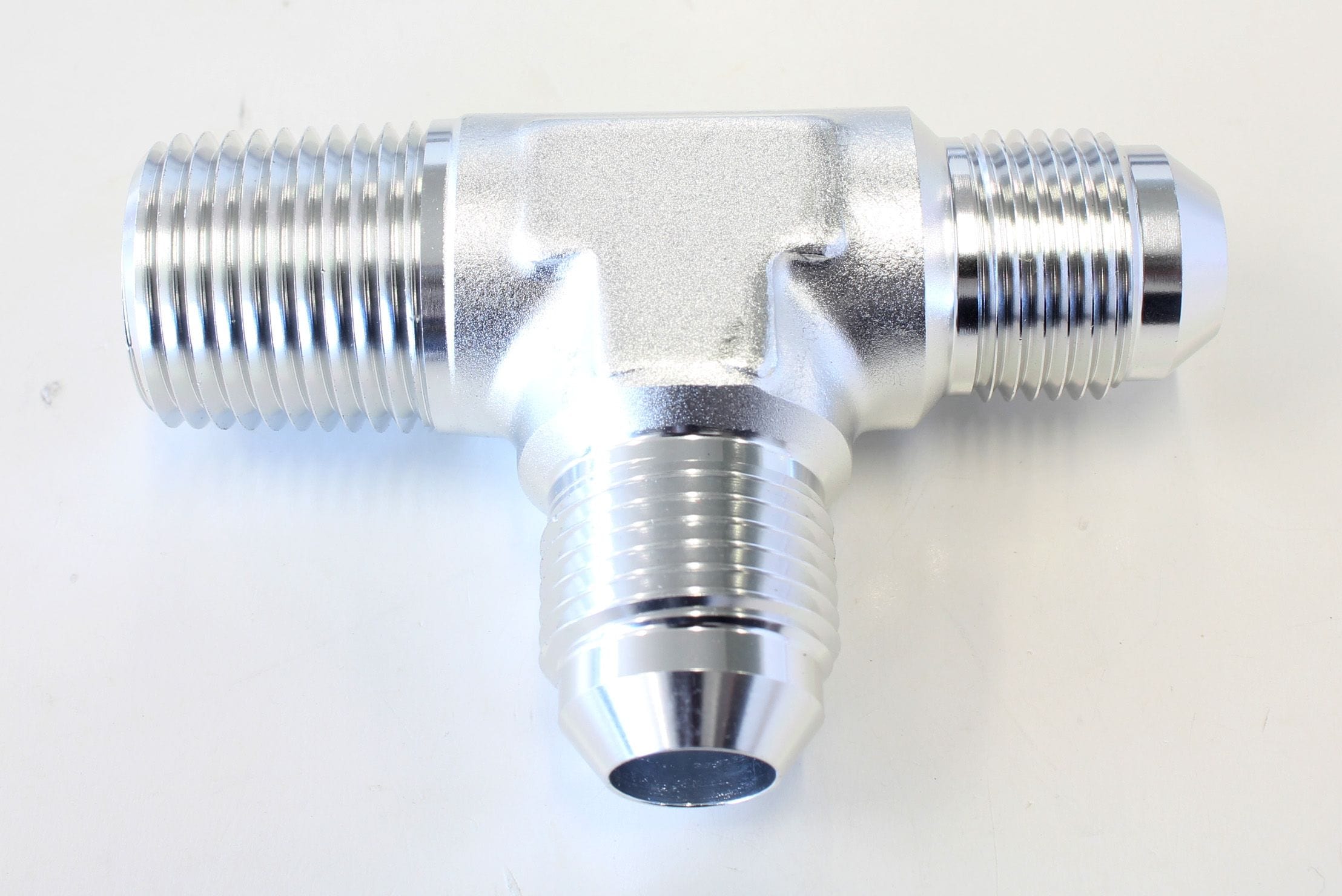 Aeroflow Performance Silver Finish Aeroflow Tee with NPT On Run 1/2" to -8AN AF826-08-08S SR
