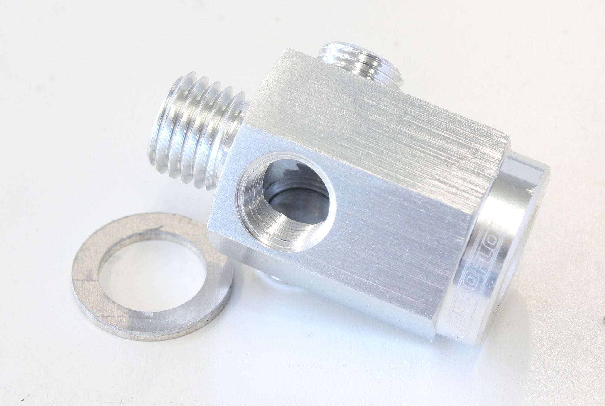Aeroflow Performance Silver Finish. M12 x 1.5 Thread Aeroflow Metric Extension with 1/8" Port AF810-M12-02S SR