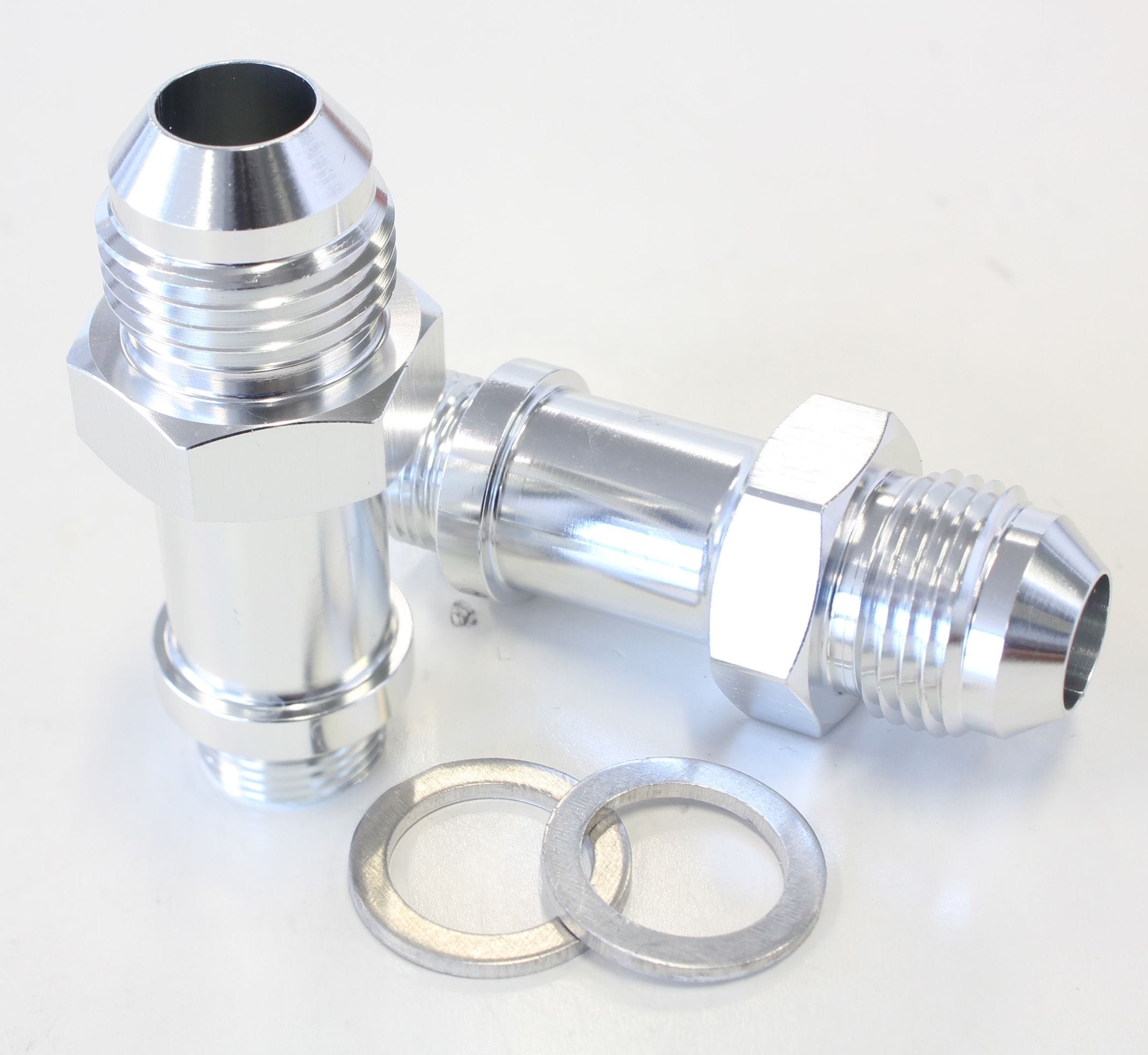 Aeroflow Performance Silver Finish. Suit Demon / Holley Inlet Aeroflow Carburettor Adapter - Male 9/16" x 24 to -8AN AF701-08S SR