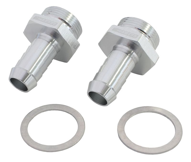 Aeroflow Performance Silver Finish. Suit Holley Inlet Feed Aeroflow Carburettor Adapter - Male 1/2" Barb to 7/8" x 20 AF700-02S SR