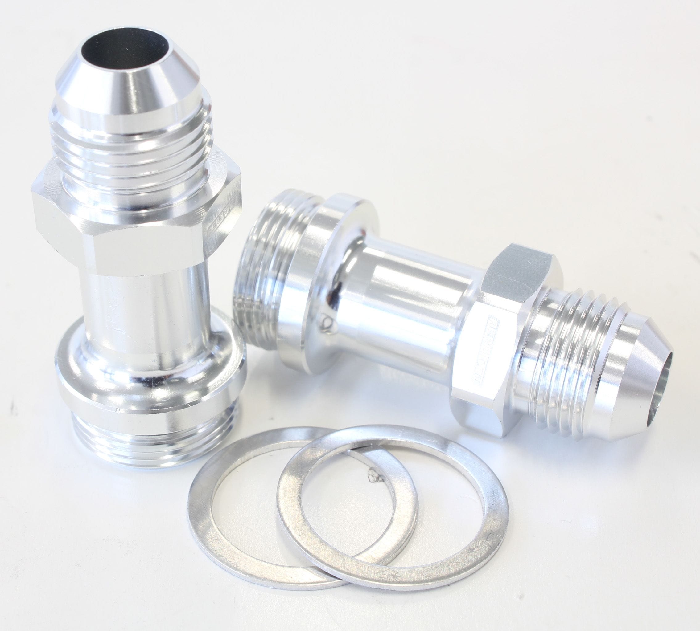 Aeroflow Performance Silver Finish. Suit Holley Inlet Feed Aeroflow Carburettor Adapter - Male 7/8" x 20 to -8AN AF700-08S SR