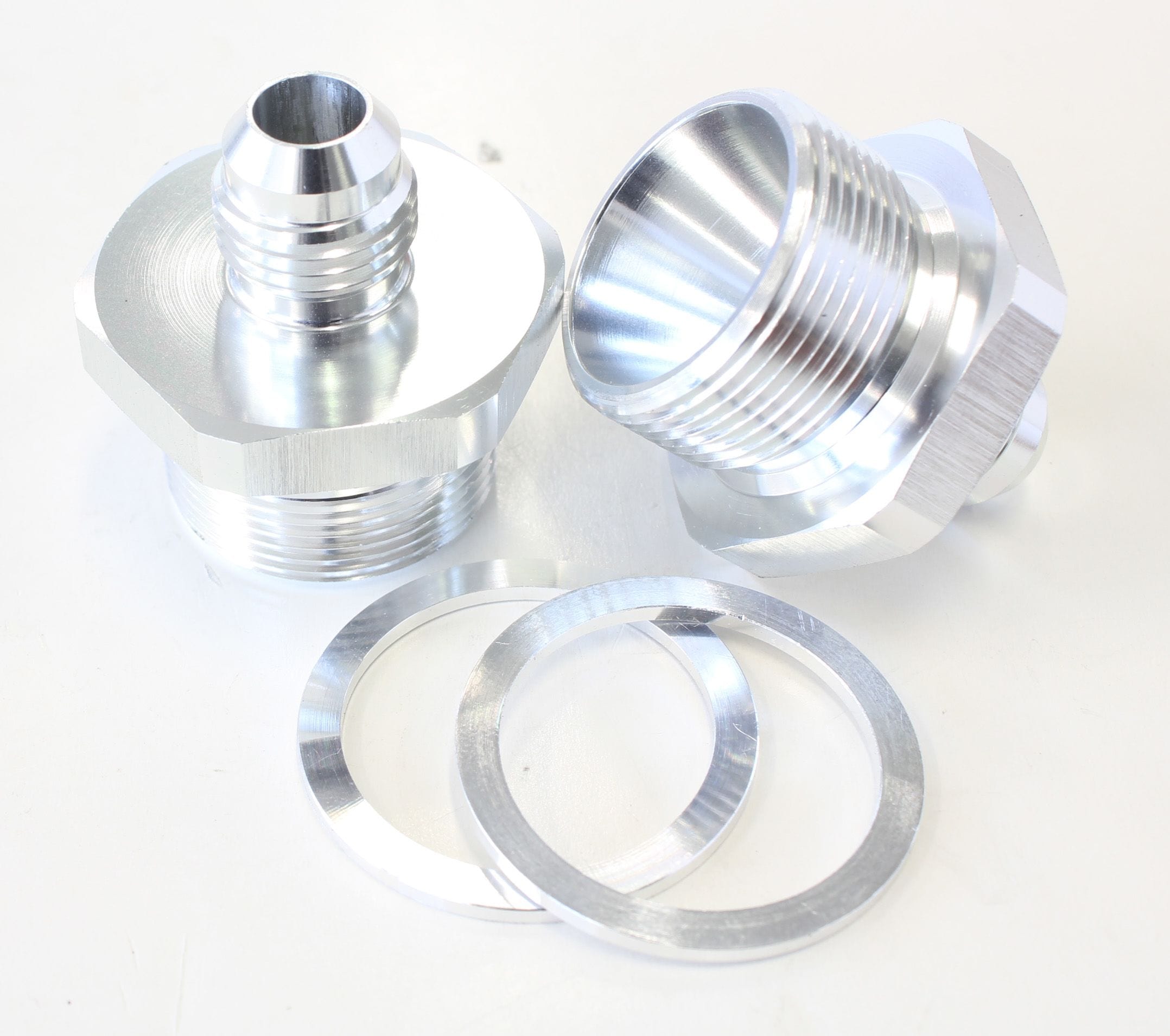 Aeroflow Performance Silver Finish. Suit Quadrajet Inlet Feed Aeroflow Carburettor Adapter - Male -6AN to 1" x 20 AF708-06S SR