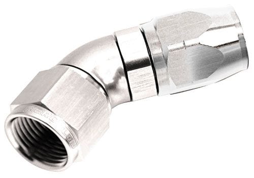 Aeroflow Performance Silver Finish. Suits 100 & 450 Series Hose Aeroflow 550 Series Cutter One-Piece Full Flow Swivel 45° Hose End -16AN AF552-16S SR
