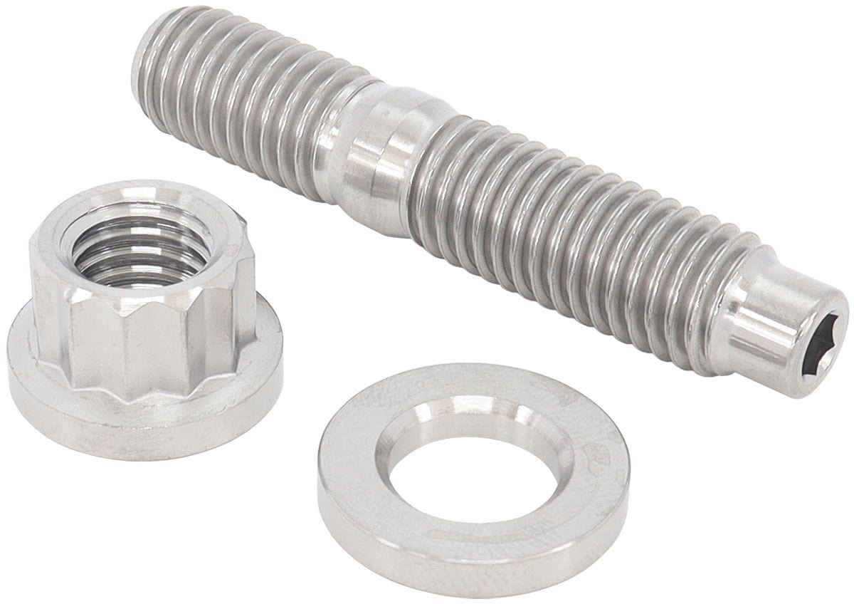 Aeroflow Performance Sold as One Stud, One Flat Washer and One 12 Point Nut Aeroflow M10 x 1.50mm Titanium Stud, Nut and Washer Kit AF55-2004 SR