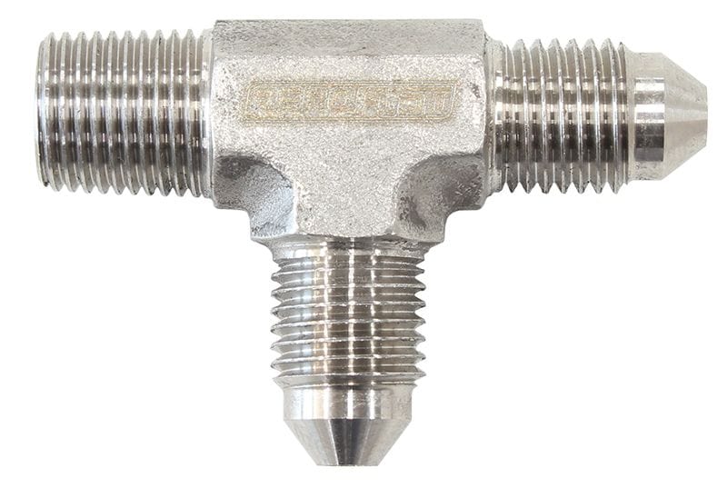 Aeroflow Performance Stainless Steel Finish Aeroflow Tee with NPT On Run 1/8" to -3AN AF826-03SS SR