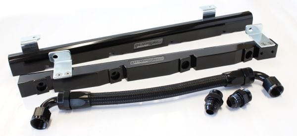 Aeroflow Performance Suit 14mm Full Length Fuel Injectors, -8ORB Ports Aeroflow Holden 304-355 V8 Billet EFI Fuel Rails - Black AF64-2008BLK SR