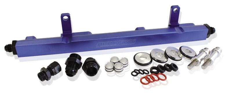Aeroflow Performance Suit 14mm Full Length Fuel Injectors, -8ORB Ports Aeroflow Nissan S13 SR20 Billet EFI Fuel Rail - Blue AF64-2009 SR