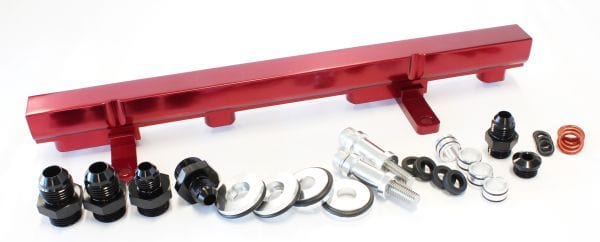 Aeroflow Performance Suit 14mm Full Length Fuel Injectors, -8ORB Ports Aeroflow Nissan S13 SR20 Billet EFI Fuel Rail - Red AF64-2009R SR