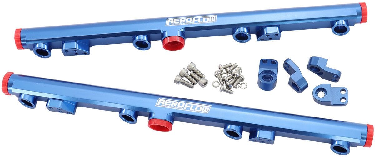 Aeroflow Performance Suit 14mm Short and 3/4" Length Fuel Injectors, -8ORB Ports Aeroflow GM LS1 LS2 LS3 Billet EFI Fuel Rails (Blue) AF64-2155 SR