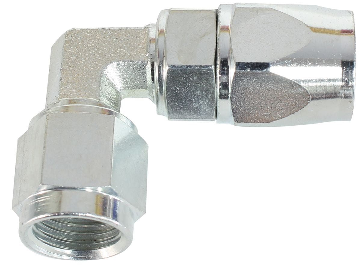 Aeroflow Performance Suit 200 Series PTFE (Teflon) Hose Aeroflow Zinc Coated Steel 90° Hose End -6AN to -6AN AF203-06S SR