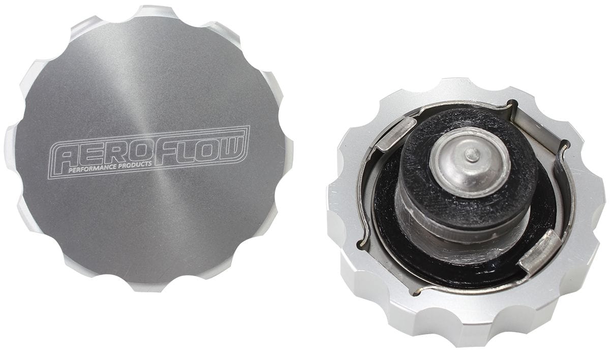 Aeroflow Performance Suit 32mm Water Neck, 21 PSI Aeroflow Billet Radiator Cap Small Styles - Silver AF64-5033S SR