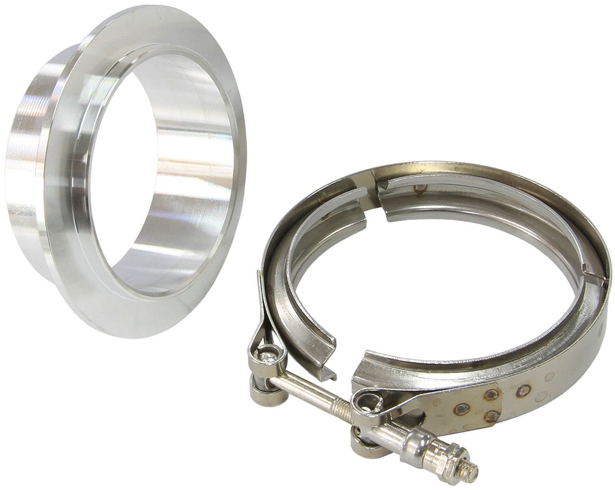 Aeroflow Performance Suit Aeroflow Turbo's With 2-3/4" I.D Flange, GT42 Turbine Style Aeroflow Boosted Compressor Outlet 4.21" O.D Aluminum V-Band Kit AF8080-1009 SR