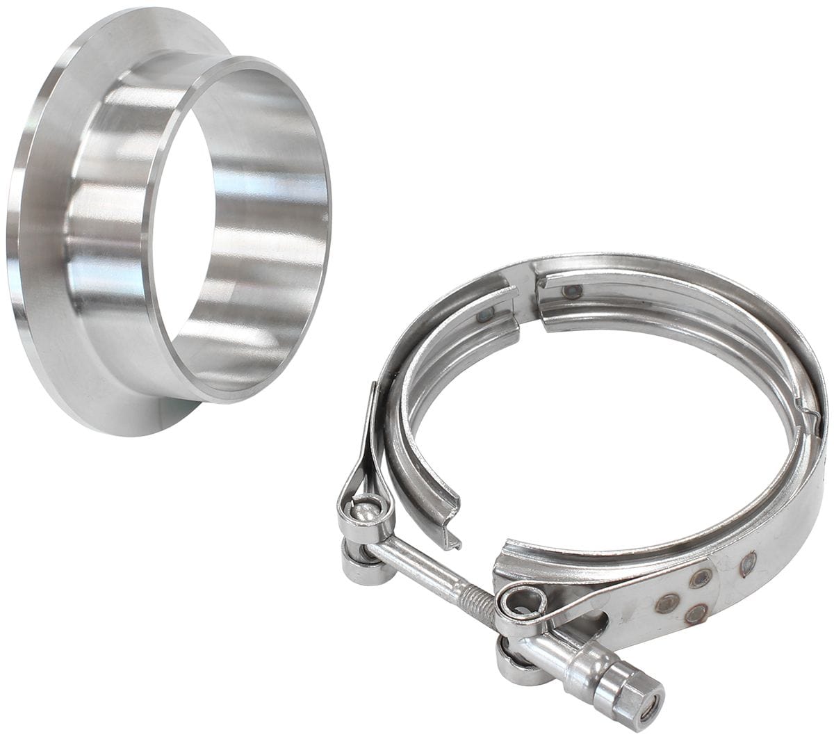 Aeroflow Performance Suit Aeroflow Turbo's With 2-39/64" I.D Flange Aeroflow Boosted Turbine Inlet 3.79" O.D Stainless Steel V-Band Kit AF8080-1021 SR