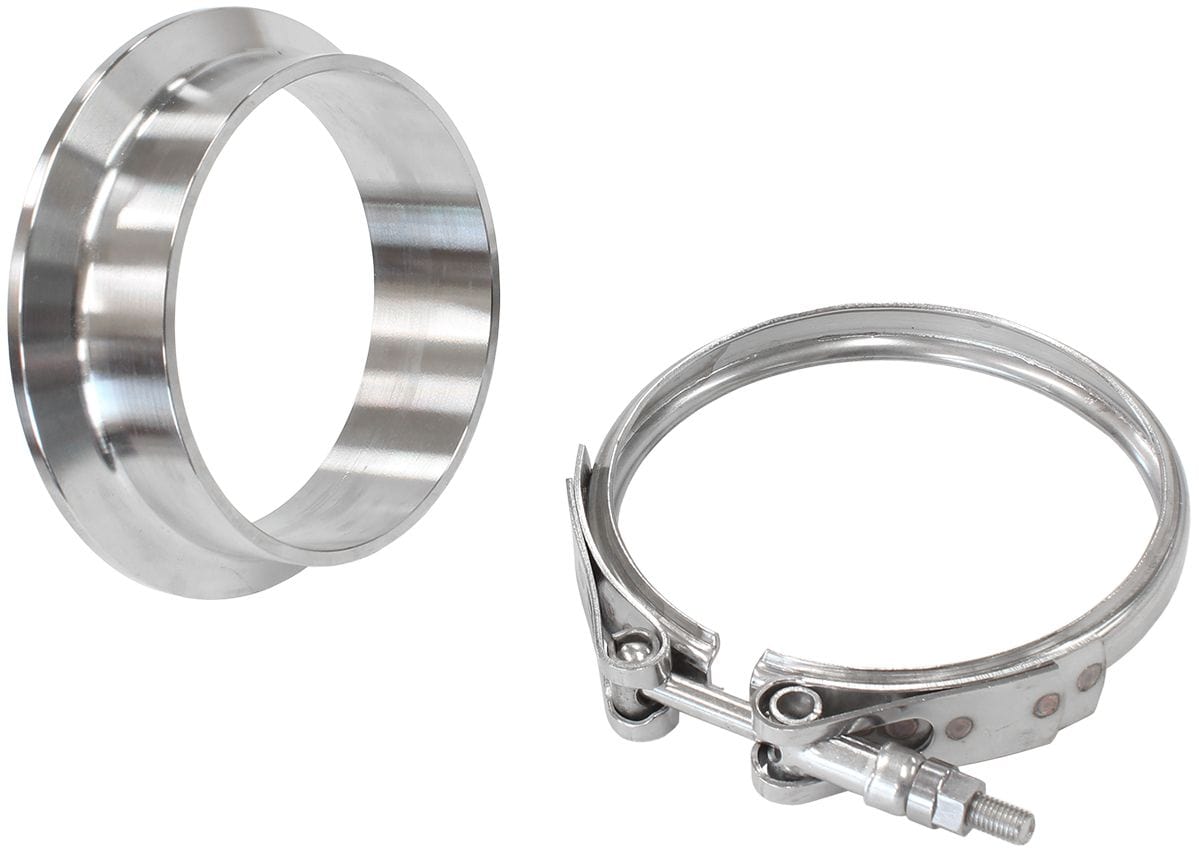 Aeroflow Performance Suit Aeroflow Turbo's With 3-11/32" I.D Flange Aeroflow Boosted Turbine Outlet 4.25" O.D Stainless Steel V-Band Kit AF8080-1020 SR