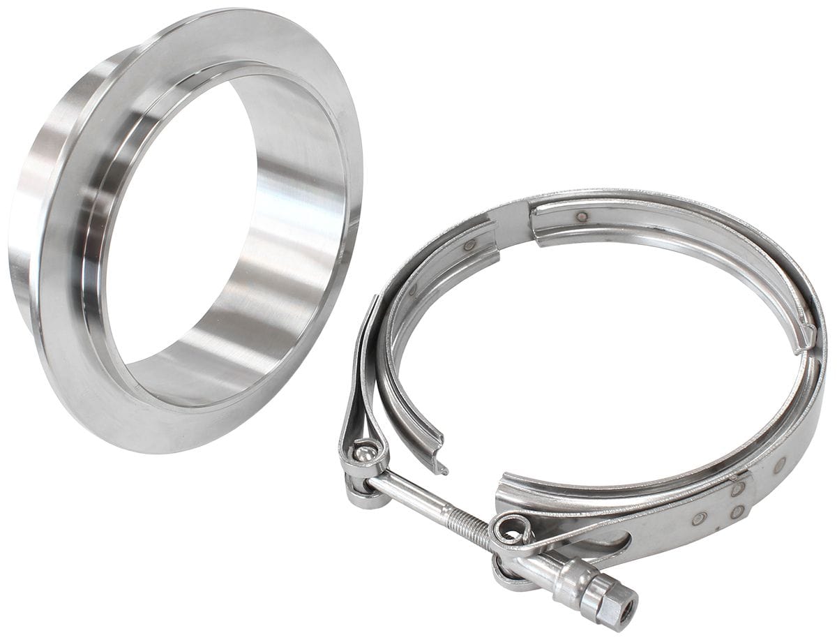 Aeroflow Performance Suit Aeroflow Turbo's With 3-25/64" (86.2mm) I.D Flange Aeroflow Boosted Turbine Outlet 4.61" O.D Stainless Steel V-Band Kit AF8080-1026 SR