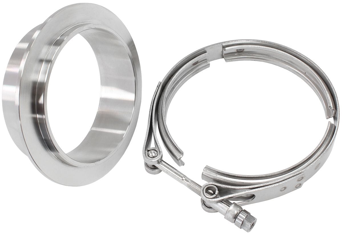 Aeroflow Performance Suit Aeroflow Turbo's with 3.34" I.D Flange Aeroflow Boosted Turbine Outlet 4.61" O.D Stainless Steel V-Band Kit AF8080-1027 SR