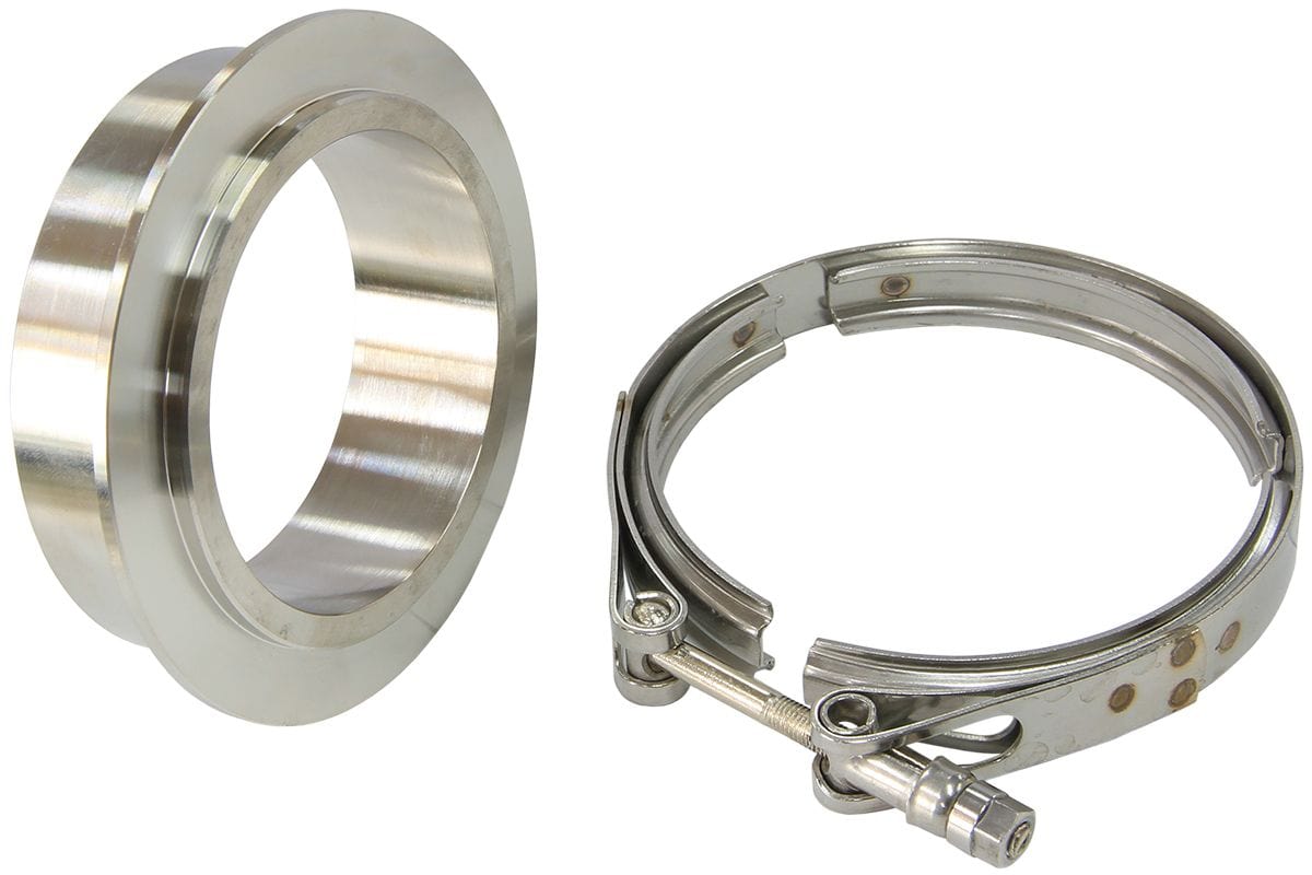 Aeroflow Performance Suit Aeroflow Turbo's With 4" I.D Flange Aeroflow Boosted Turbine Outlet 4.61" O.D Stainless Steel V-Band Kit AF8080-1002 SR