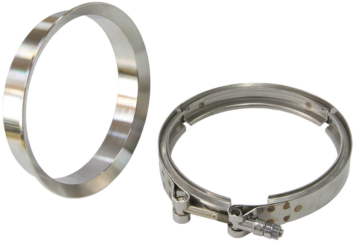 Aeroflow Performance Suit Aeroflow Turbo's With 4" I.D Flange Aeroflow Boosted Turbine Outlet 5.74" O.D Stainless Steel V-Band Kit AF8080-1005 SR