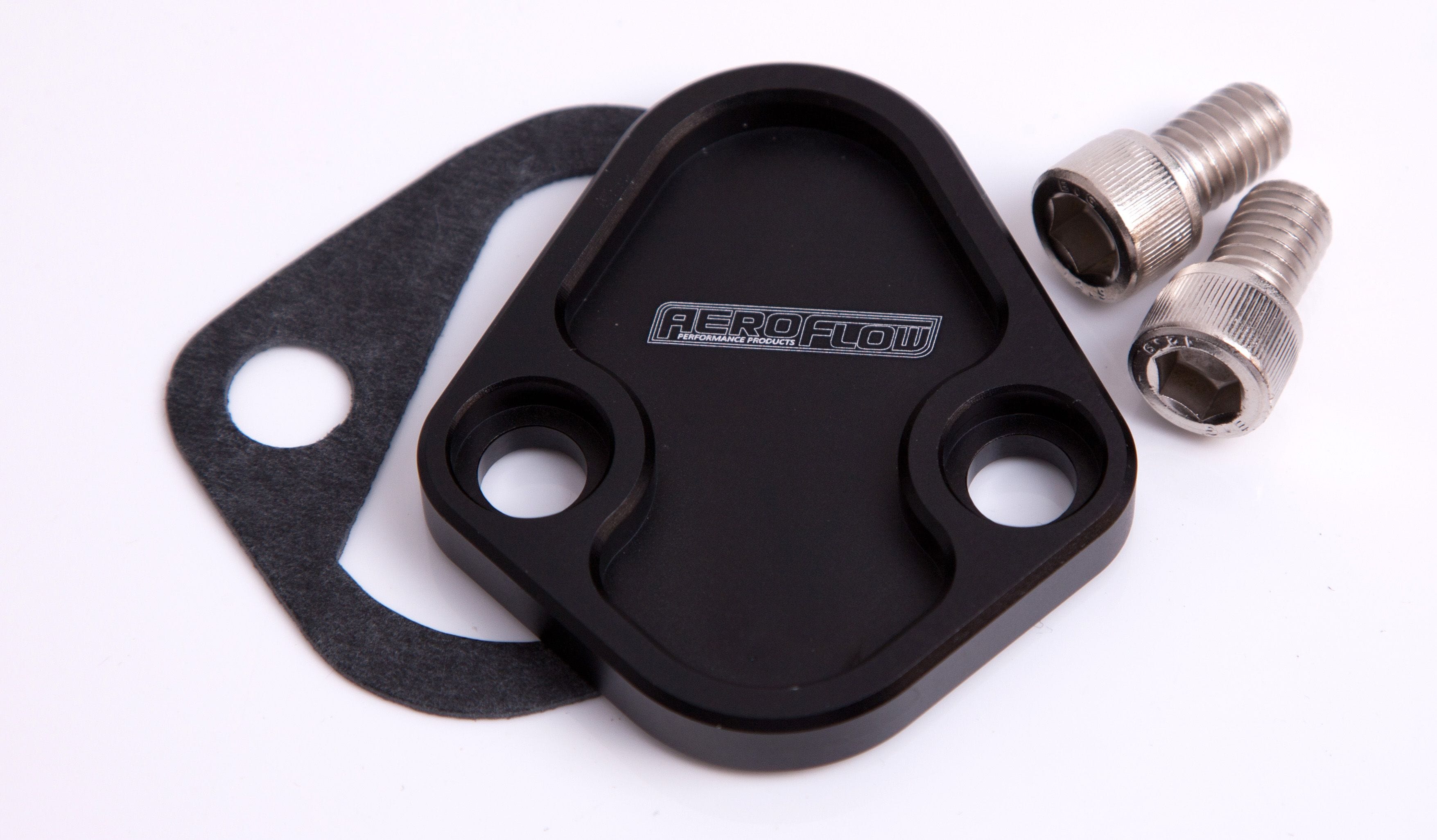 Aeroflow Performance Suit BB Chev, Ford 289-351W, SB, BB Aeroflow Billet Fuel Pump Block-Off Plate - Black AF64-2027BLK SR