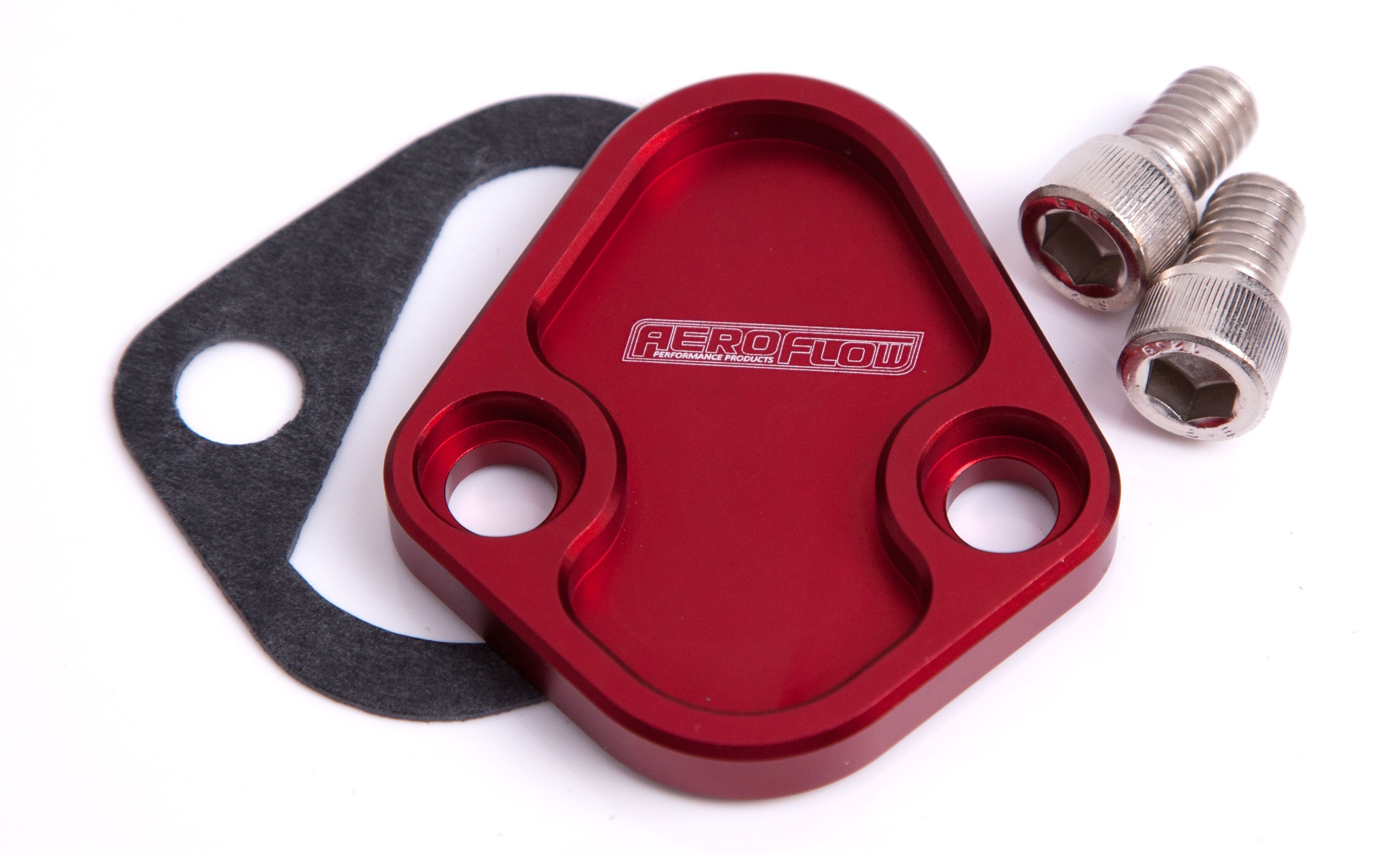 Aeroflow Performance Suit BB Chev, Ford 289-351W, SB, BB Aeroflow Billet Fuel Pump Block-Off Plate - Red AF64-2027R SR