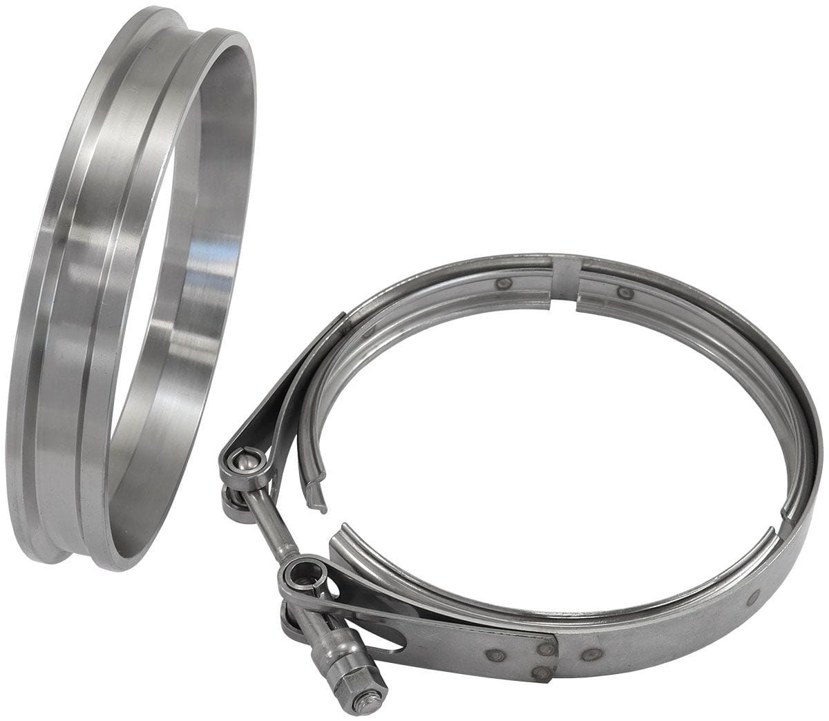 Aeroflow Performance Suit Boosted 106112 Turbine Inlet Aeroflow Boosted Turbine Inlet 4.21" O.D Stainless Steel V-Band Kit AF8080-1033 SR