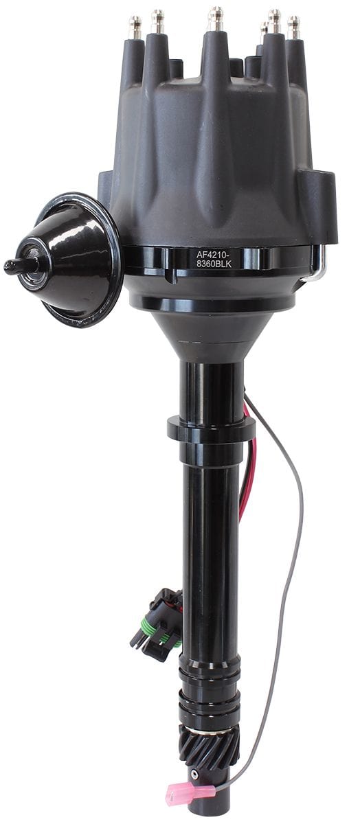 Aeroflow Performance Suit Chev Small Block and Big Block V8 Aeroflow XPRO Chevrolet Ready to Run Distributor, Black Anodised Body with Black Cap AF42 SR