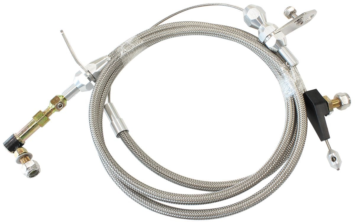 Aeroflow Performance Suit Chrysler Torqueflite 904 Transmission Aeroflow Kickdown Cable With Stainless Steel Cover & Chrome Ends AF72-7006 SR