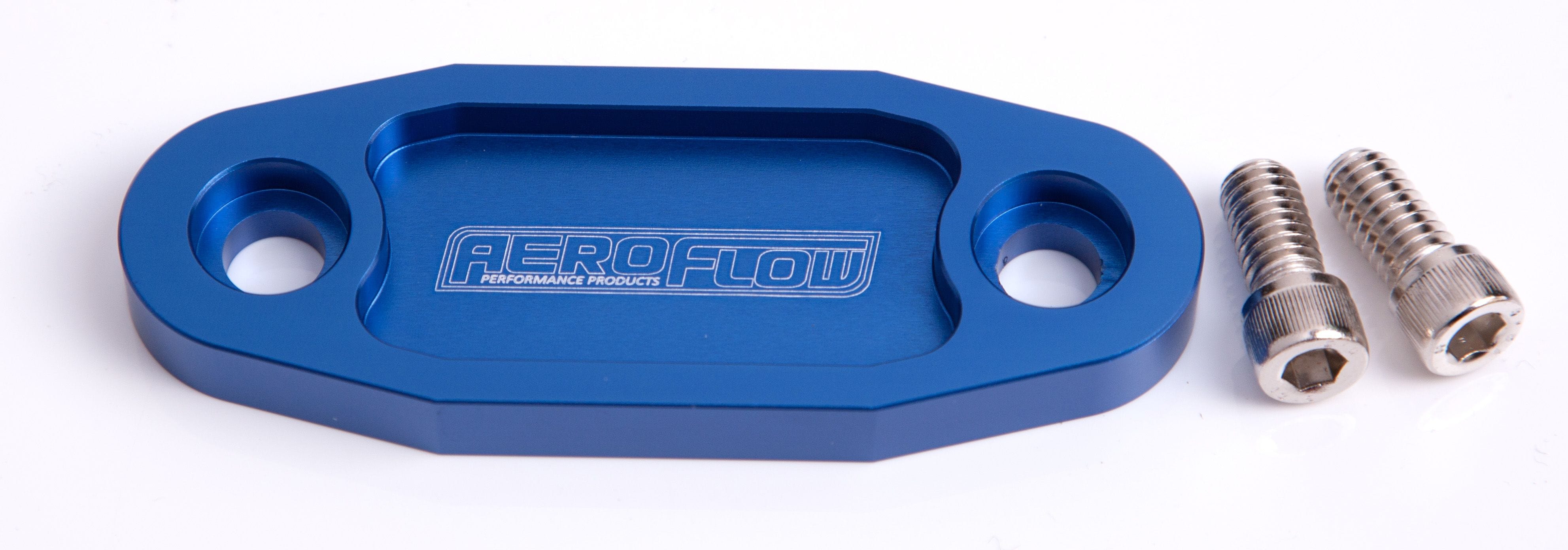 Aeroflow Performance Suit Ford 302-351C Aeroflow Billet Fuel Pump Block-Off Plate - Blue AF64-2020 SR