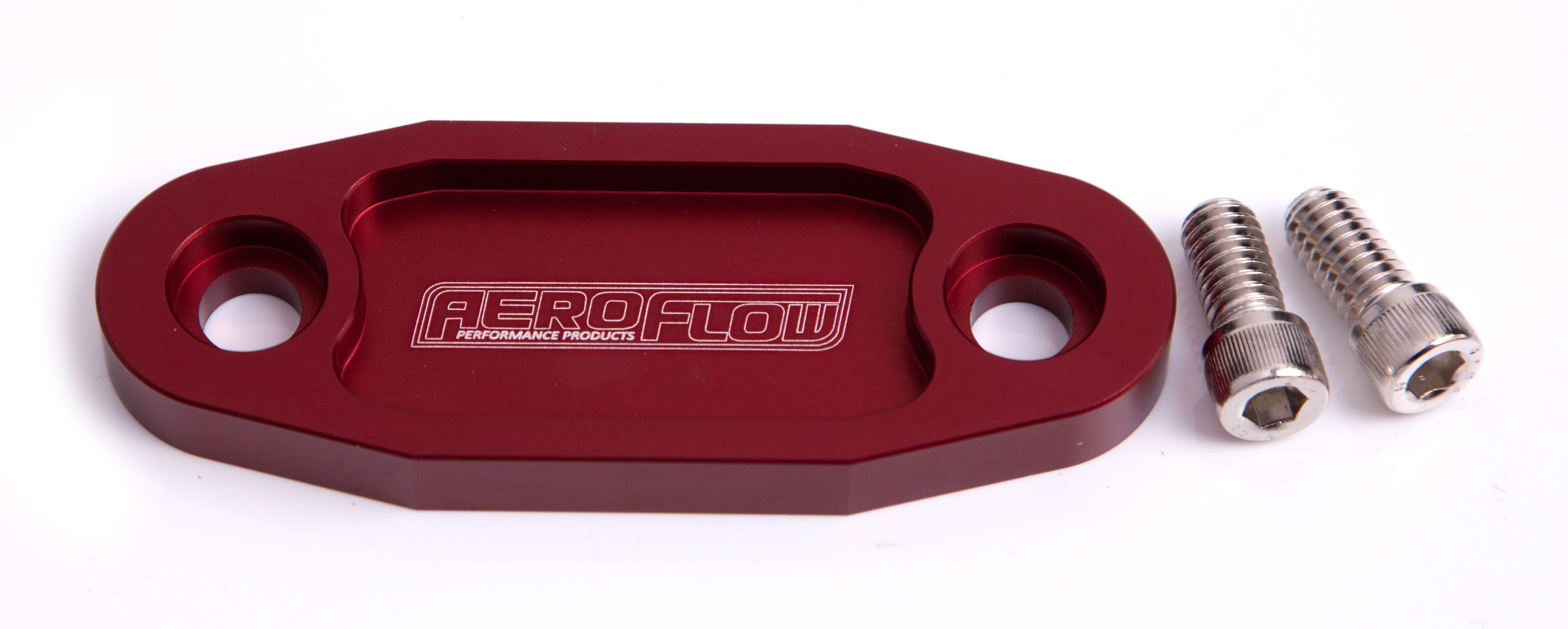 Aeroflow Performance Suit Ford 302-351C Aeroflow Billet Fuel Pump Block-Off Plate - Red AF64-2020R SR